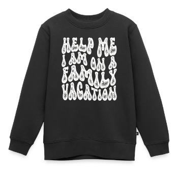 Au secours, je suis en vacances en famille - Sweat Premium enfant bio - noir - Devant - AI Model Kid Female (0cm)