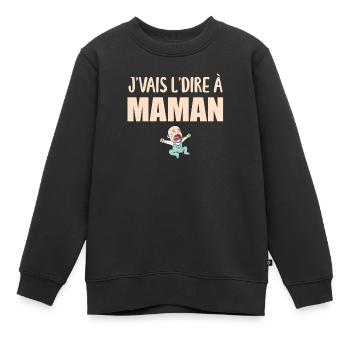 J'vais l'dire - Enfant - Phrase Drôle - Sweat Premium enfant bio - noir - Devant - AI Model Kid Female (0cm)