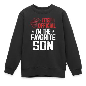 Es ist offiziell: Im Der Lieblingssohn - Kinder Premium Organic Sweatshirt - Schwarz - Vorne - AI Model Kid Female (0cm)