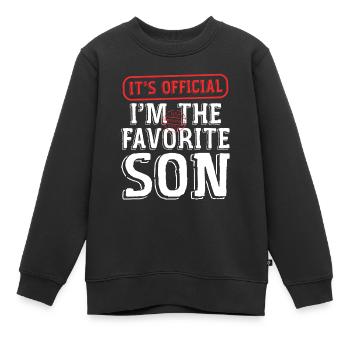 Es ist offiziell: Im Der Lieblingssohn - Kinder Premium Organic Sweatshirt - Schwarz - Vorne - AI Model Kid Female (0cm)