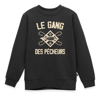 Pêche, Pêcheur, Canne à pêche - Sweat Premium enfant bio - noir - Devant - AI Model Kid Female (0cm)