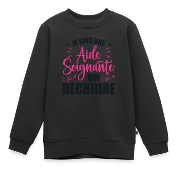 Aide Soignante Humour Aides Soignants - Sweat Premium enfant bio - noir - Devant - AI Model Kid Female (0cm)