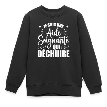 Aide Soignante Humour Aides Soignants - Sweat Premium enfant bio - noir - Devant - AI Model Kid Female (0cm)