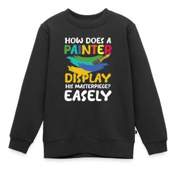 How Does A Painter Display His Masterpiece Easely - Kinder Premium Organic Sweatshirt - Schwarz - Vorne - AI Model Kid Female (0cm)