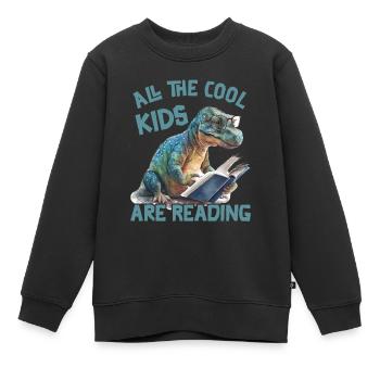 Alle Coolen Kids Lesen DInosaurier - Kinder Premium Organic Sweatshirt - Schwarz - Vorne - AI Model Kid Female (0cm)