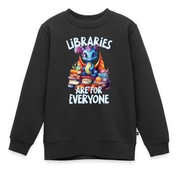 Bibliotheken Sind Für Alle Da Bibliothekar - Kinder Premium Organic Sweatshirt - Schwarz - Vorne - AI Model Kid Female (0cm)