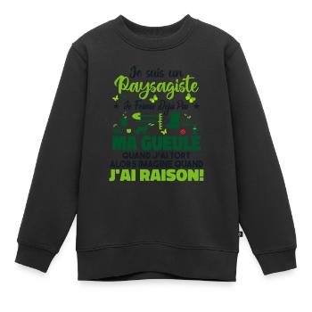 Paysagiste Paysagisme Paysagiste Aménagement - Sweat Premium enfant bio - noir - Devant - AI Model Kid Female (0cm)