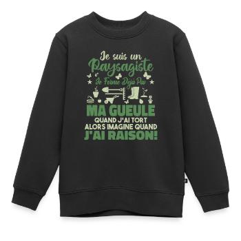 Paysagiste Paysagisme Paysagiste Aménagement - Sweat Premium enfant bio - noir - Devant - AI Model Kid Female (0cm)