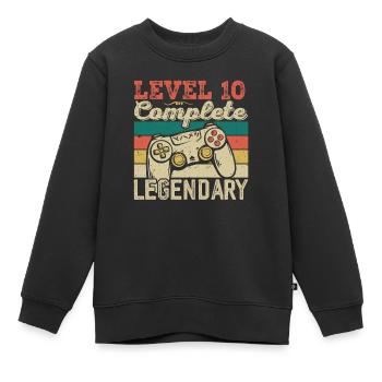 Level 10 abgeschlossen, Geschenk zum 10-jährigen Jubiläum - Kinder Premium Organic Sweatshirt - Schwarz - Vorne - AI Model Kid Female (0cm)