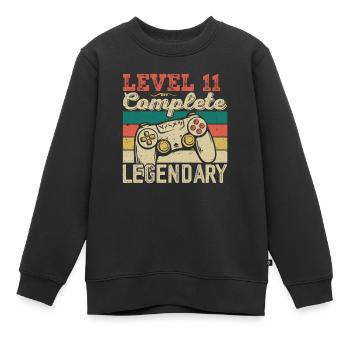 Level 11 abgeschlossen, Geschenk zum 11. Geburtstag - Kinder Premium Organic Sweatshirt - Schwarz - Vorne - AI Model Kid Female (0cm)