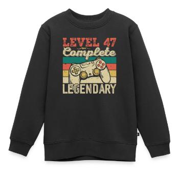 Stufe 47 abgeschlossen, 47 Geburtstagsgeschenk - Kinder Premium Organic Sweatshirt - Schwarz - Vorne - AI Model Kid Female (0cm)