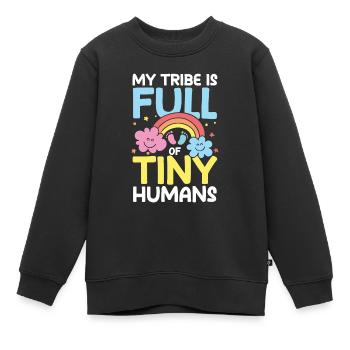 My Tribe Is Full Of Tiny Humans - Kinder Premium Organic Sweatshirt - Schwarz - Vorne - AI Model Kid Female (0cm)