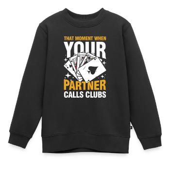 That Moment When Your Partner Calls Clubs - Kinder Premium Organic Sweatshirt - Schwarz - Vorne - AI Model Kid Female (0cm)
