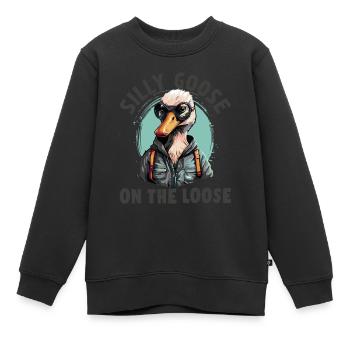 Die Dumme Gans Auf Freiem Fuß - Kinder Premium Organic Sweatshirt - Schwarz - Vorne - AI Model Kid Female (0cm)