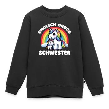 Große Schwester 2024 Einhorn Geschwister - Kinder Premium Organic Sweatshirt - Schwarz - Vorne - AI Model Kid Female (0cm)