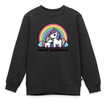 Große Schwester 2024 Einhorn Geschwister - Kinder Premium Organic Sweatshirt - Schwarz - Vorne - AI Model Kid Female (0cm)