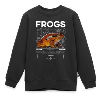 False Tomato Frog Streetwear Frog Keeper - Kids Premium Organic Sweatshirt - black - Front - AI Model Kid Female (0cm)