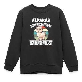 Alpaka Der Flauschige Freund Den Du Brauchst - Kinder Premium Organic Sweatshirt - Schwarz - Vorne - AI Model Kid Female (0cm)