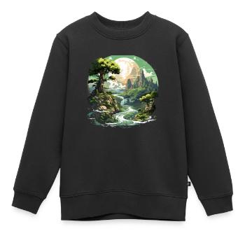 Von der Natur inspirierte landschaftliche Kunst - Kinder Premium Organic Sweatshirt - Schwarz - Vorne - AI Model Kid Female (0cm)