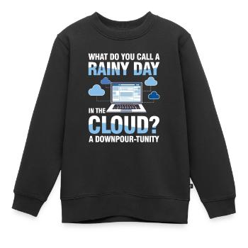 A Rainy Day In The Cloud A Downpour-Tunity - Kinder Premium Organic Sweatshirt - Schwarz - Vorne - AI Model Kid Female (0cm)