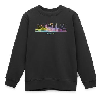 Zuricher Skyline Zurich - Sweat Premium enfant bio - noir - Devant - AI Model Kid Female (0cm)