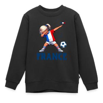 Soccer France Girls - Kids Premium Organic Sweatshirt - black - Front - AI Model Kid Female (0cm)