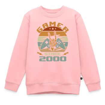 Gamer Since 2000 - Gaming Cadeau Anniversaire 2000 - Sweat Premium enfant bio - rose - Devant - AI Model Kid Female (0cm)