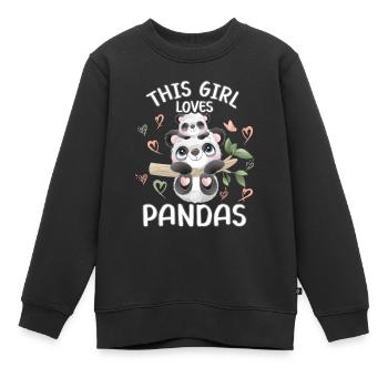 Dieses Maedchen Liebt Pandas - Kinder Premium Organic Sweatshirt - Schwarz - Vorne - AI Model Kid Female (0cm)
