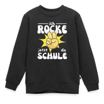 Kindergarten Abschied Hallo Schule ich bin soweit! - Kinder Premium Organic Sweatshirt - Schwarz - Vorne - AI Model Kid Female (0cm)