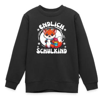 Endlich Schulkind süßes Fuchs zur Einschulung - Kinder Premium Organic Sweatshirt - Schwarz - Vorne - AI Model Kid Female (0cm)