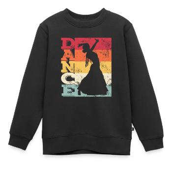 Femme flamenco avec robe flamenco - Sweat Premium enfant bio - noir - Devant - AI Model Kid Female (0cm)