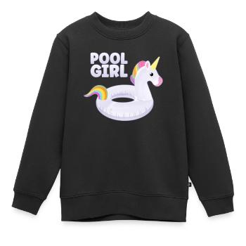 Piscine Girl Licorne Floatie Piscine - Sweat Premium enfant bio - noir - Devant - AI Model Kid Female (0cm)
