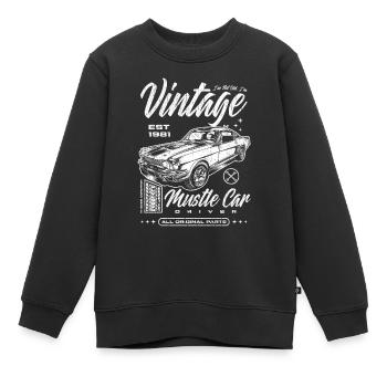 Ich bin nicht alt, ich bin Oldtimer Oldtimer Jahrgang 1981 - Kinder Premium Organic Sweatshirt - Schwarz - Vorne - AI Model Kid Female (0cm)