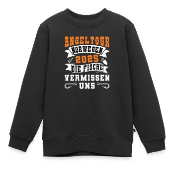 Die Fische Vermissen Uns Angel Tour Norwegen 2025 - Kinder Premium Organic Sweatshirt - Schwarz - Vorne - AI Model Kid Female (0cm)