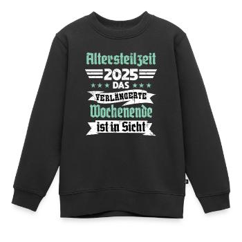 Retraite partielle 2025 : le long week-end - Sweat Premium enfant bio - noir - Devant - AI Model Kid Female (0cm)