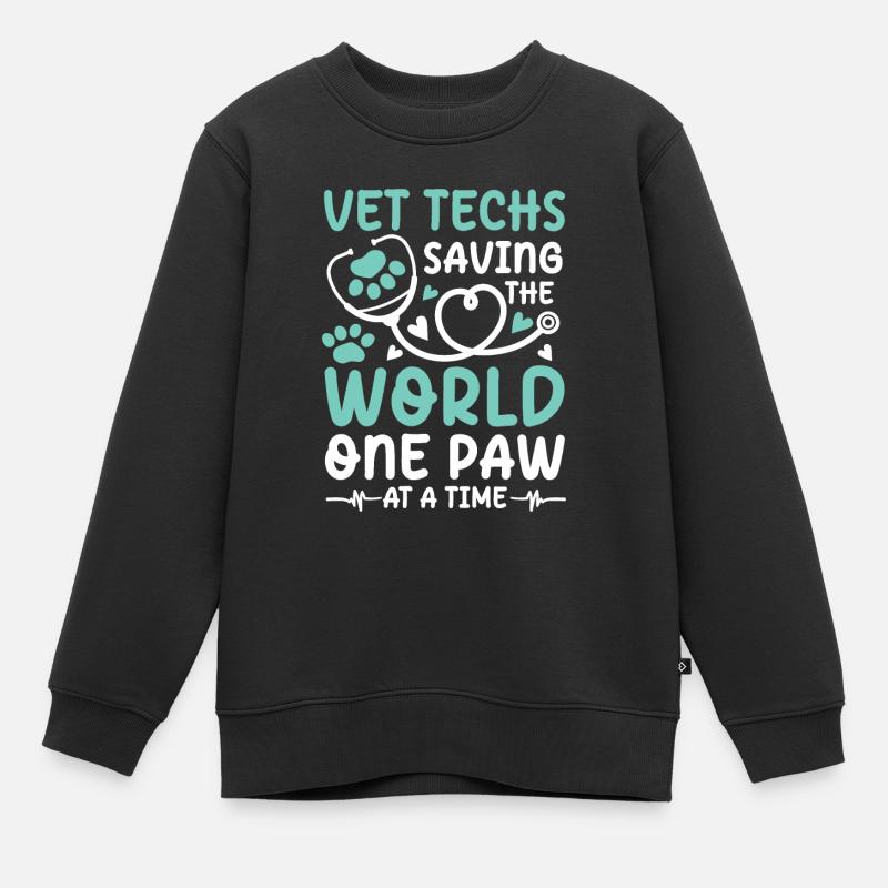 Vet Techs Saving The World One Paw At A Time - Kinder Premium Organic Sweatshirt - Schwarz