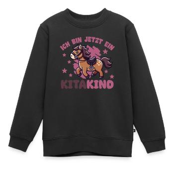 Je suis maintenant un enfant de garderie cheval de garderie - Sweat Premium enfant bio - noir - Devant - AI Model Kid Female (0cm)