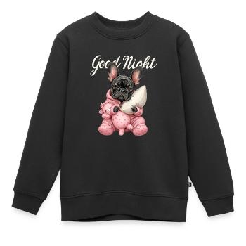 Französische Bulldogge im Schlafanzug - Kinder Premium Organic Sweatshirt - Schwarz - Vorne - AI Model Kid Female (0cm)