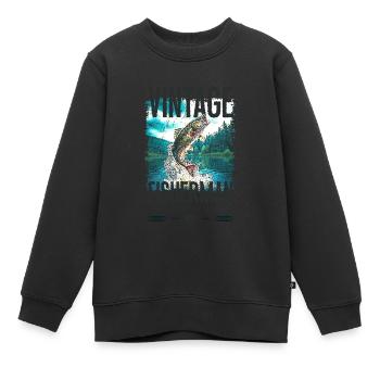 Vintage Forelle Fischer Angeln Geburtstag 1937 - Kinder Premium Organic Sweatshirt - Schwarz - Vorne - AI Model Kid Female (0cm)