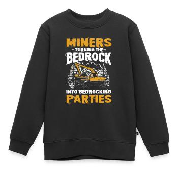 Miners Turning Bedrock Into Bedrocking Parties - Kinder Premium Organic Sweatshirt - Schwarz - Vorne - AI Model Kid Female (0cm)