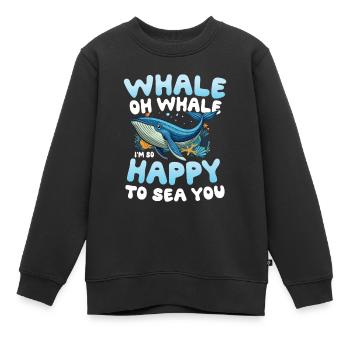 Whale Oh Whale I'm So Happy To Sea - Kinder Premium Organic Sweatshirt - Schwarz - Vorne - AI Model Kid Female (0cm)