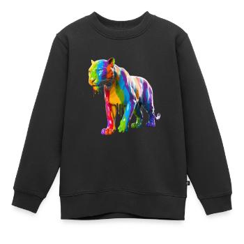 Éclaboussures de peinture Tiger avec des couleurs vives et - Sweat Premium enfant bio - noir - Devant - AI Model Kid Female (0cm)