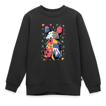 Bunter Geometrischer Tiermuster Patchwork-Look - Kinder Premium Organic Sweatshirt - Schwarz - Vorne - AI Model Kid Female (0cm)
