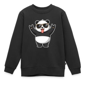 Cooler Rock Panda Mit Sonnenbrille Und Spaßigem - Kinder Premium Organic Sweatshirt - Schwarz - Vorne - AI Model Kid Female (0cm)