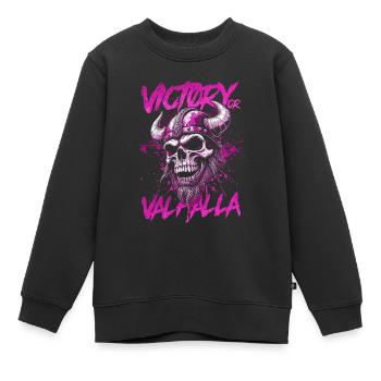 Nordischer Wikingersieg oder Walhalla - Kinder Premium Organic Sweatshirt - Schwarz - Vorne - AI Model Kid Female (0cm)