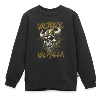 Nordischer Wikingersieg oder Walhalla - Kinder Premium Organic Sweatshirt - Schwarz - Vorne - AI Model Kid Female (0cm)