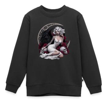 Dunkler Engel Mit Rosen Und Schädel - Kinder Premium Organic Sweatshirt - Schwarz - Vorne - AI Model Kid Female (0cm)