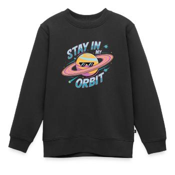 Bleib In Meiner Umlaufbahn Cooles Planetendesign - Kinder Premium Organic Sweatshirt - Schwarz - Vorne - AI Model Kid Female (0cm)