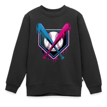 Baseball Leidenschaft Neon Stil - Kinder Premium Organic Sweatshirt - Schwarz - Vorne - AI Model Kid Female (0cm)