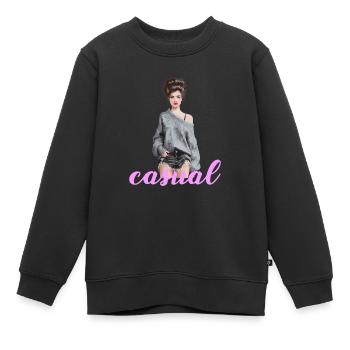 Lässiger Look mit Stil und Selbstbewusstsein - Kinder Premium Organic Sweatshirt - Schwarz - Vorne - AI Model Kid Female (0cm)